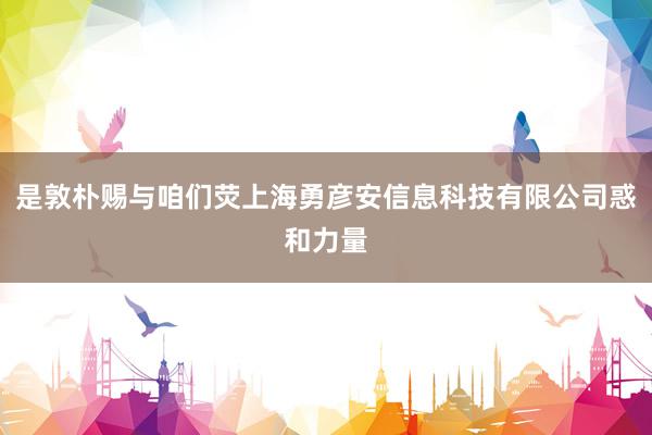 是敦朴赐与咱们荧上海勇彦安信息科技有限公司惑和力量